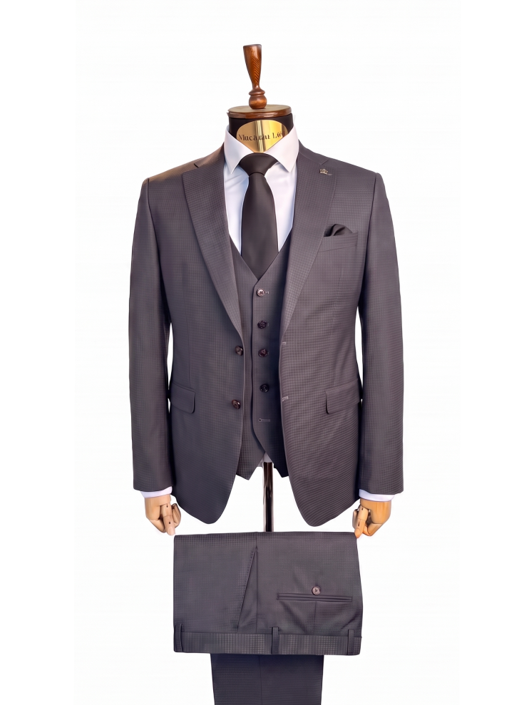 Костюм MAZALTOVMAN 3-ка Премиум Серый в мелкую клетку