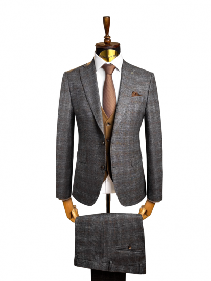 Костюм MAZALTOVMAN 3-ка Серый в клетку комбинированный премиум