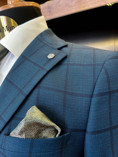 Костюм MAZALTOVMAN 3-ка Premium Синий в клетку