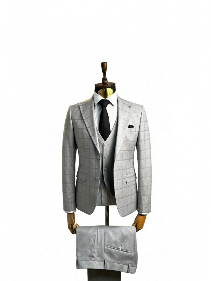 Костюм MAZALTOVMAN 3-ка Premium Серый в клетку