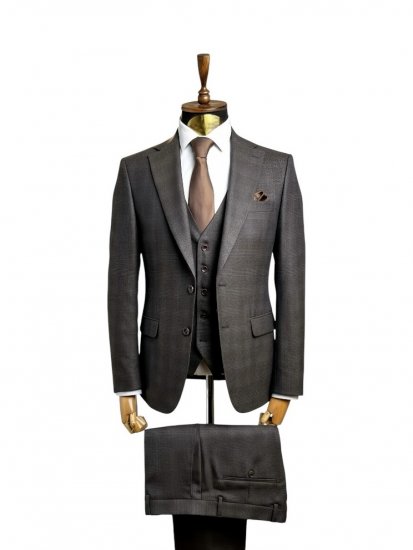 Костюм MAZALTOVMAN 3-ка Premium Коричневый в клетку