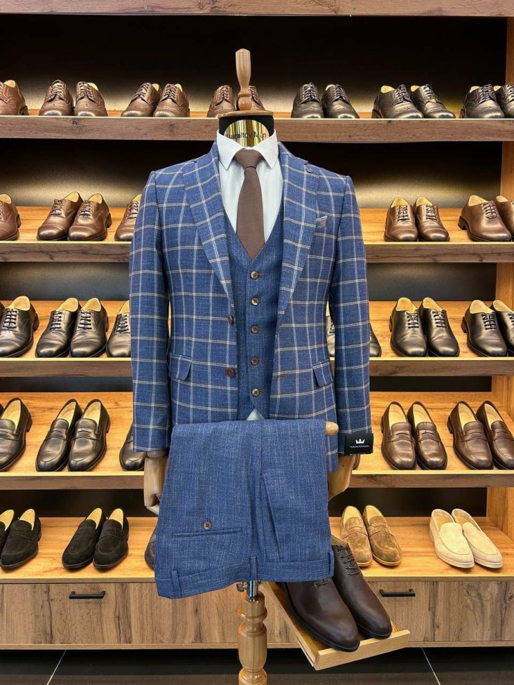 Костюм MAZALTOVMAN 3-ка Premium Синий в клетку