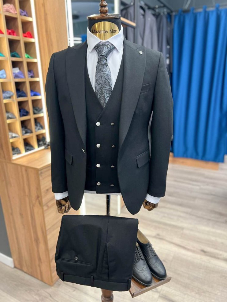 Костюм MAZALTOVMAN 3-ка Premium Черный фактурный
