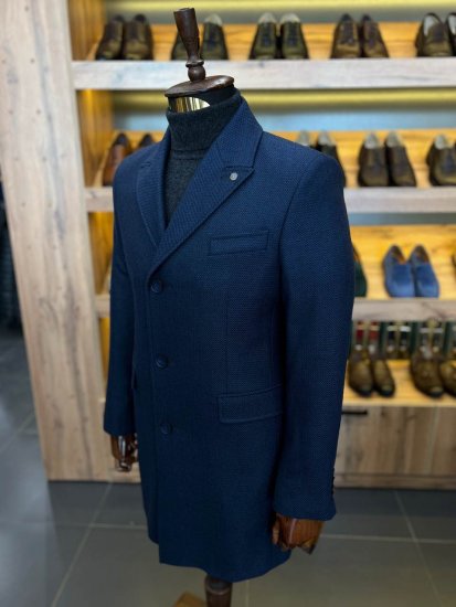 Пальто LAS Темно-синее фактурное
