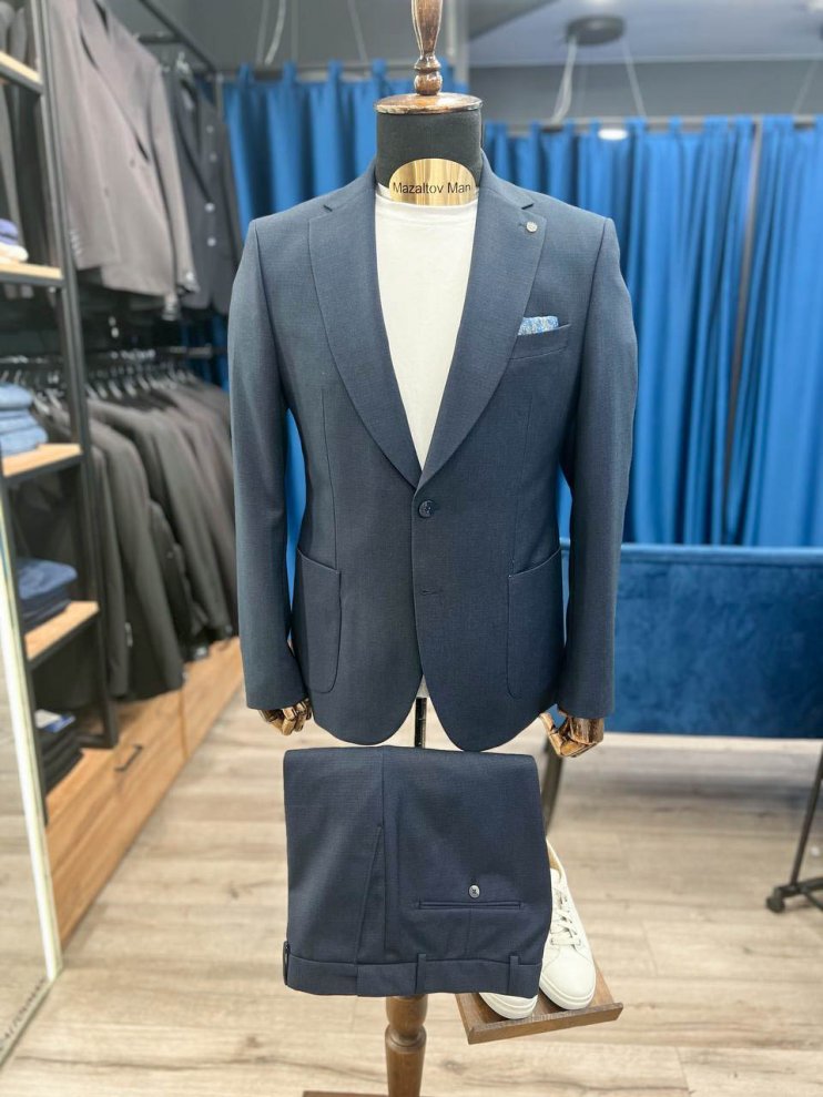 Костюм MAZALTOVMAN 2-ка Premium Темно-синий фактурный кежуал