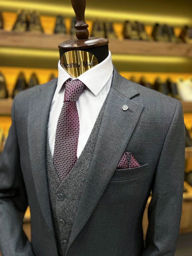 Костюм IBR 3-ка Серый в клетку комбинированный