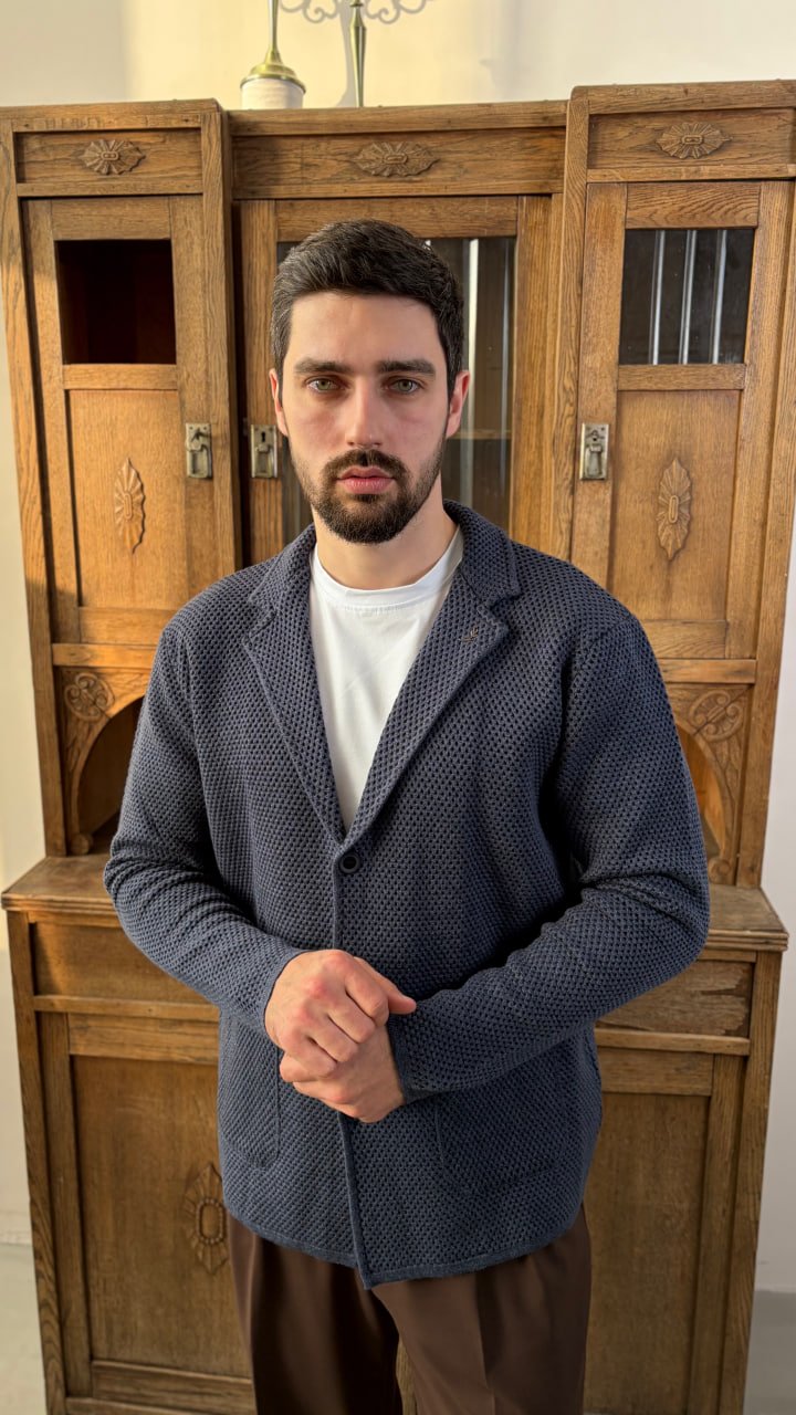 Кардиган AMT Синий фактурный с пуговицами