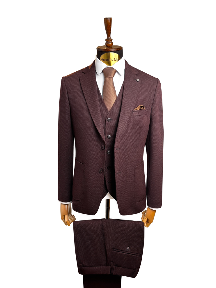 Костюм SAC 3-ка Бордовый фактурный