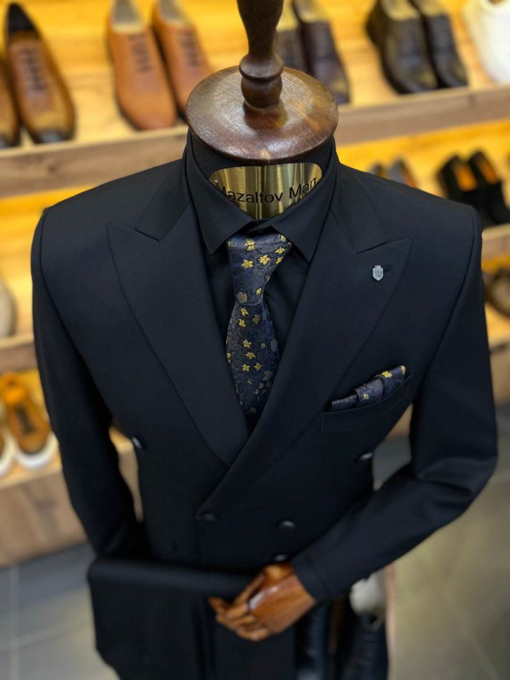 Костюм MAZALTOVMAN 2-ка Premium Черный двубортный