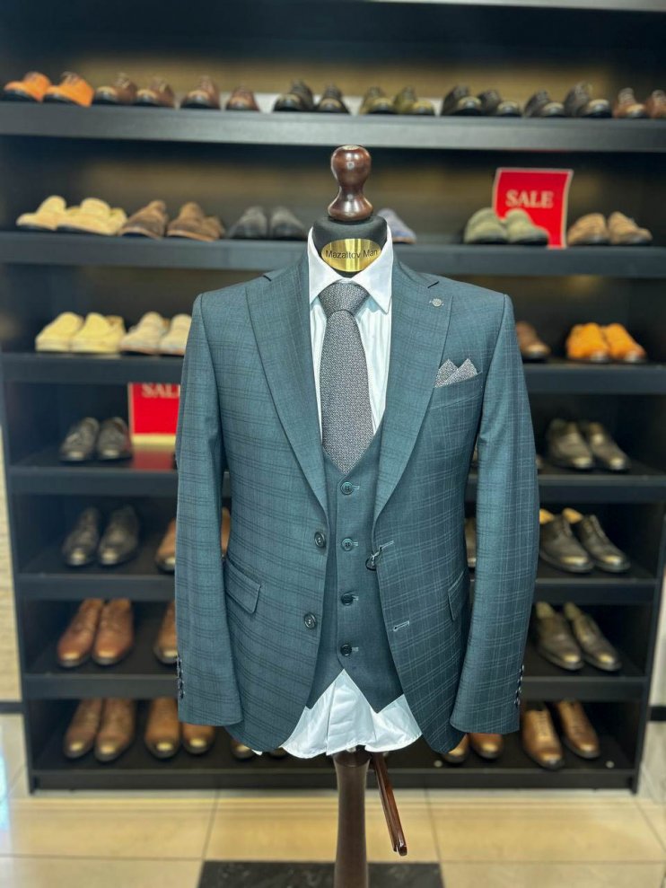 Костюм MAZALTOVMAN 3-ка Premium Зеленый в клетку